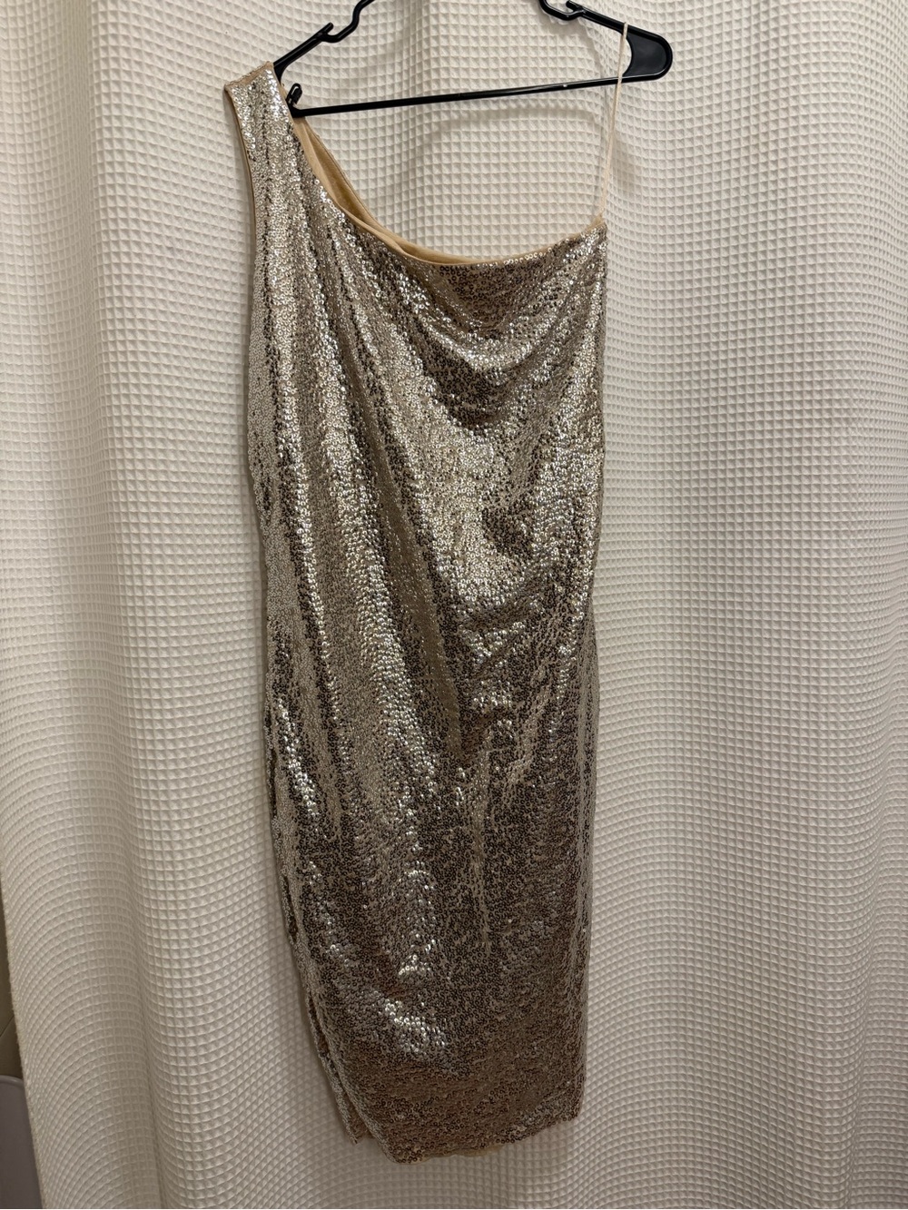 Michael Kors Gold Sequin One-Shoulder Cocktail Dress